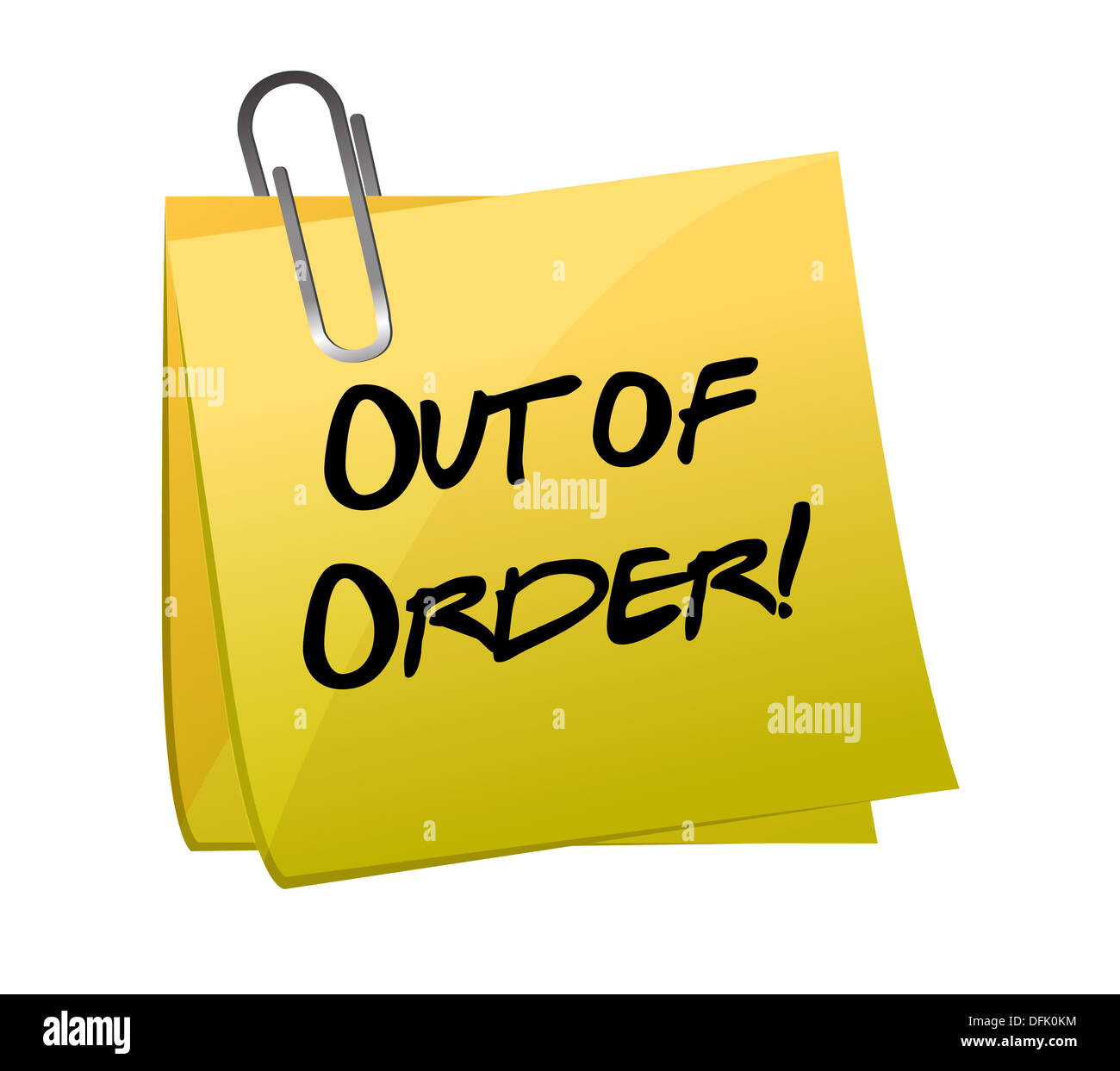Out of order yellow sticky illustration design Stock Photo