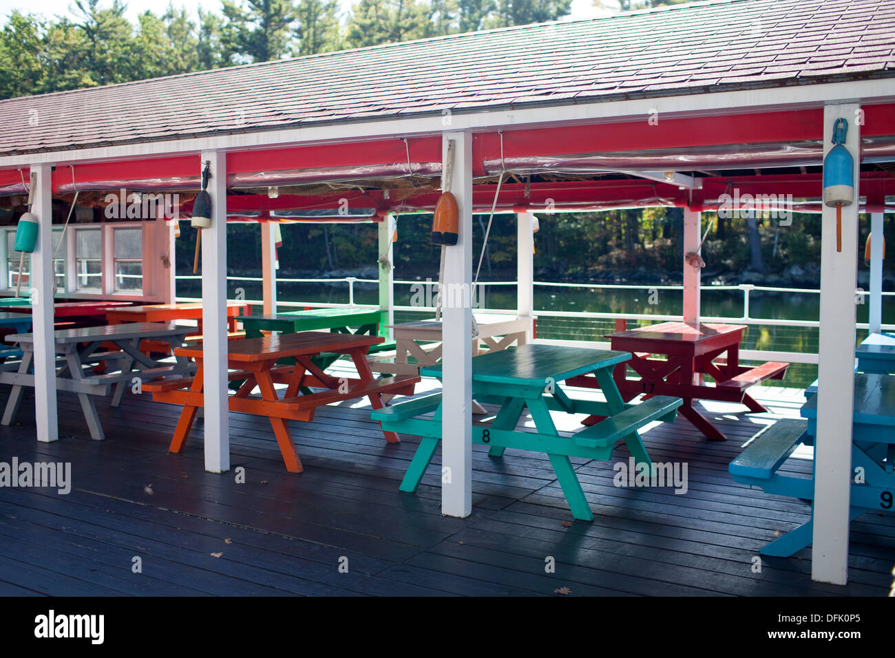 Lobster buoy at Chauncey Creek Lobster Pier in Kittery Point, Maine