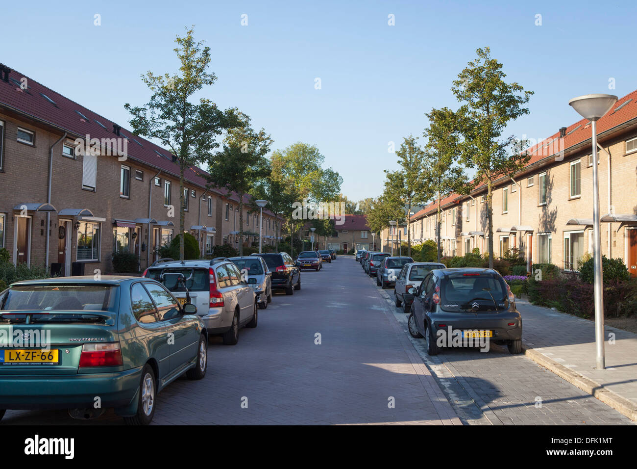 Average street with social housing in the neighborhood of Woensel in