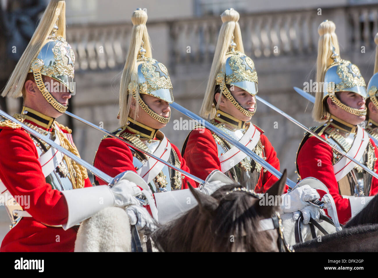 Mounted Royal Life Guards (Household Cavalry) performing ceremonial