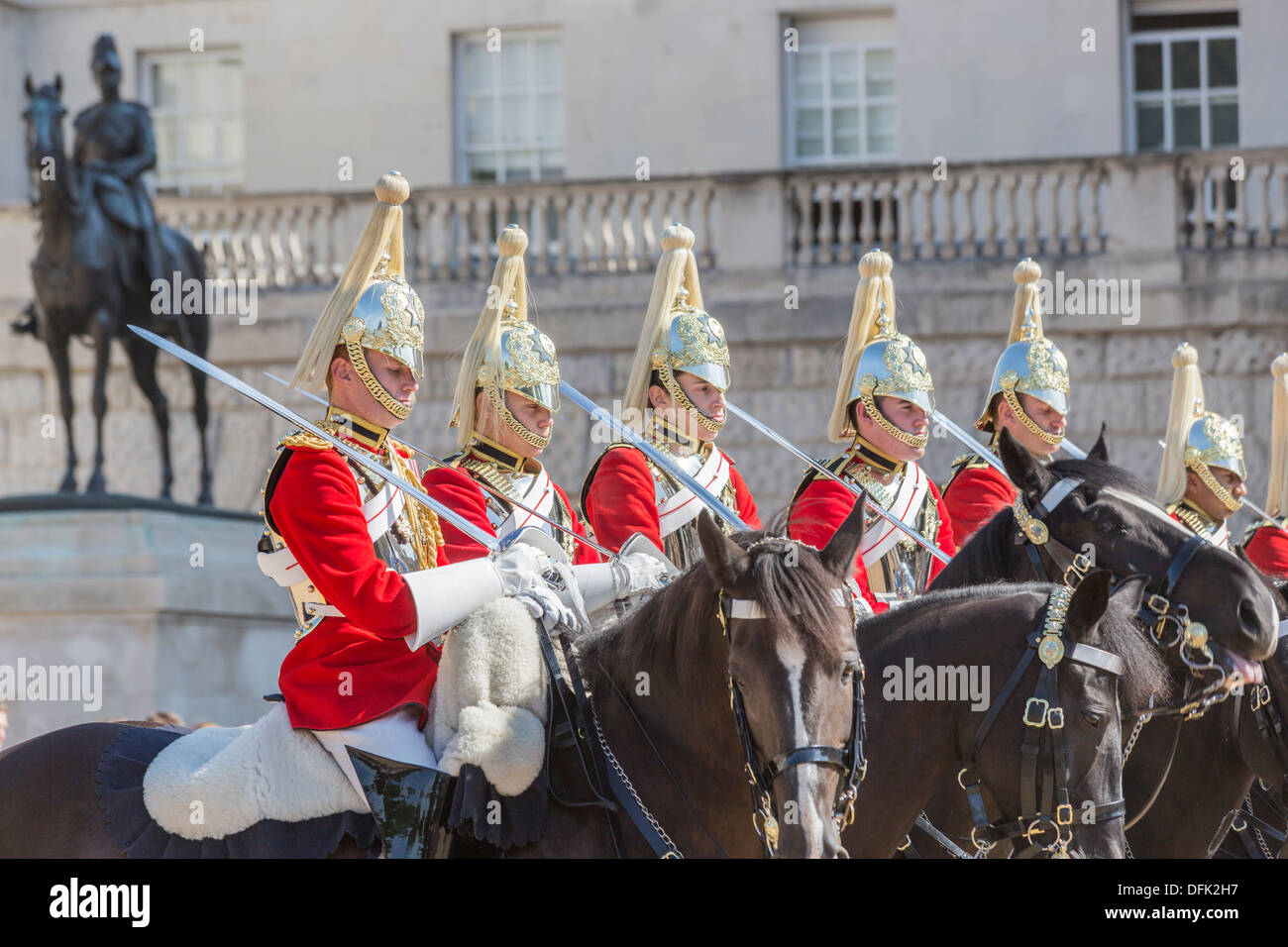 Mounted Royal Life Guards (Household Cavalry) performing ceremonial