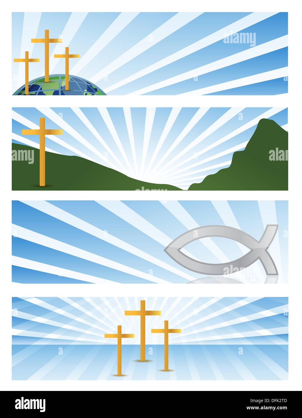 four illustration Religious banners isolated over a white background ...