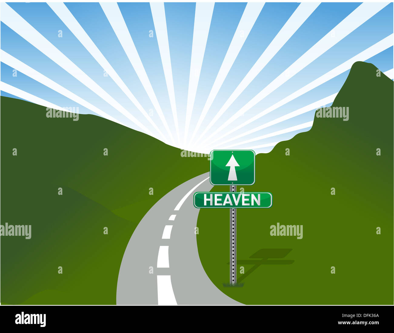 road to heaven Illustration design with beautiful landscape and sky ...