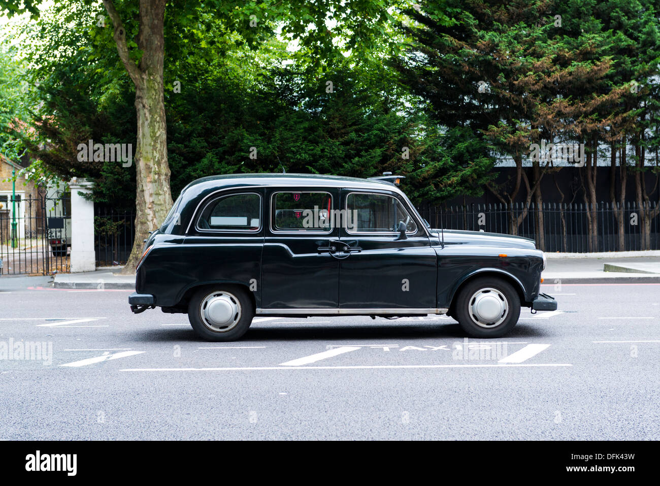 Side view of empty London black cab. Stock Photo