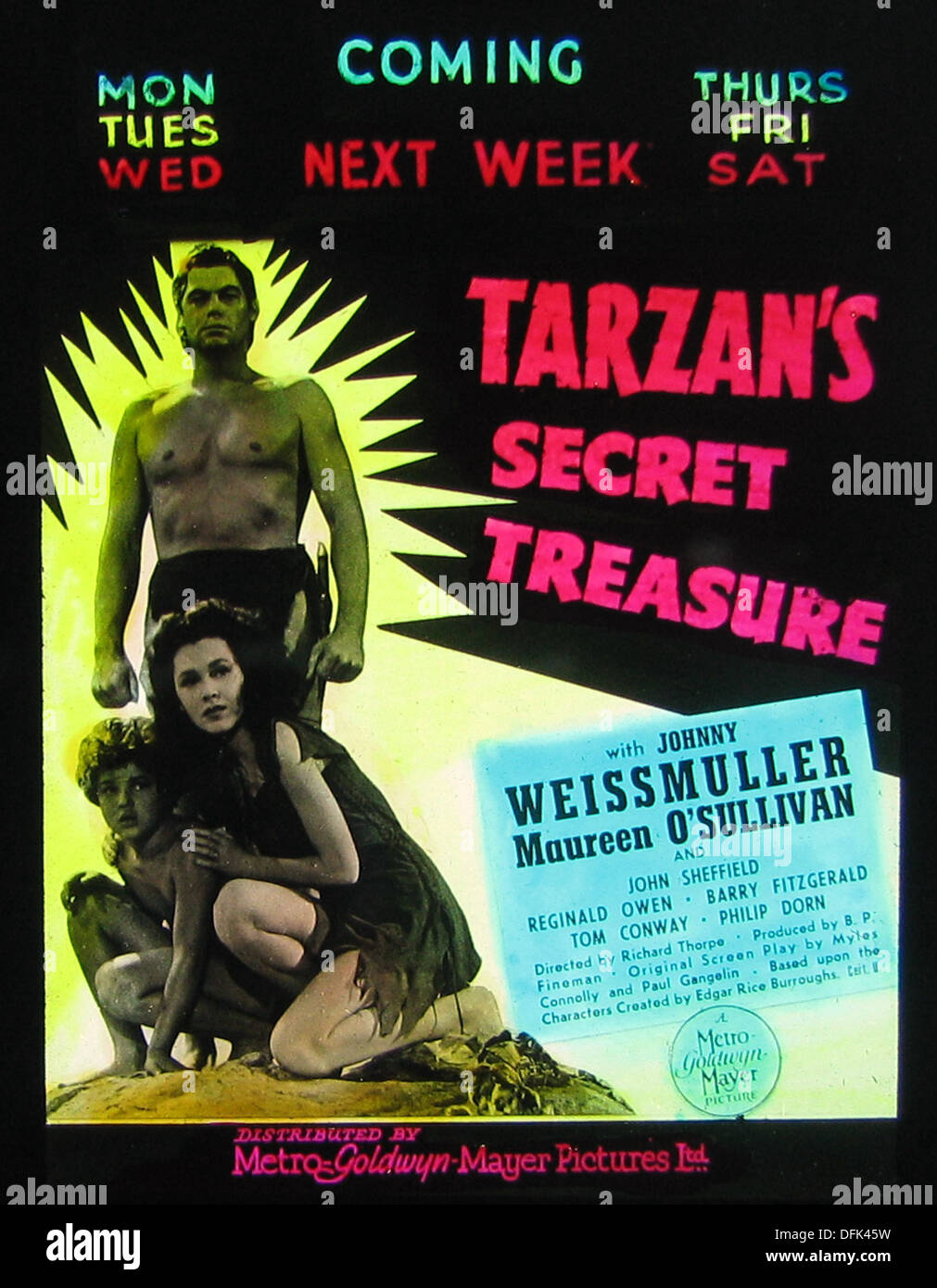 Tarzan's Secret Treasure cinema projection slide 1941 Stock Photo