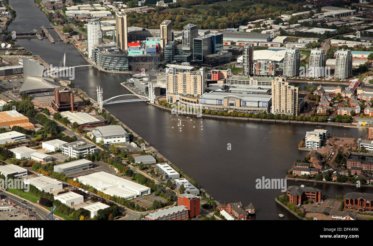aerial view of Salford Quays, Salford, Manchester Stock Photo