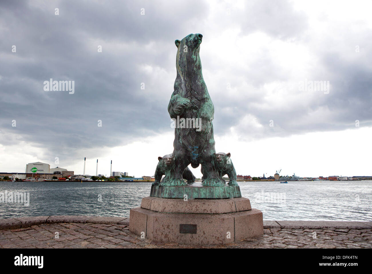Polar bear and cubs statue, Langelinie Pier, Copenhagen Denmark Stock Photo