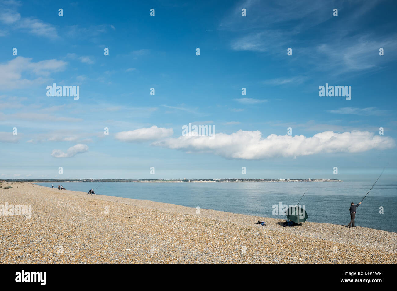 Sea Fishing, Sandwich Bay, Kent, UK. Stock Photo