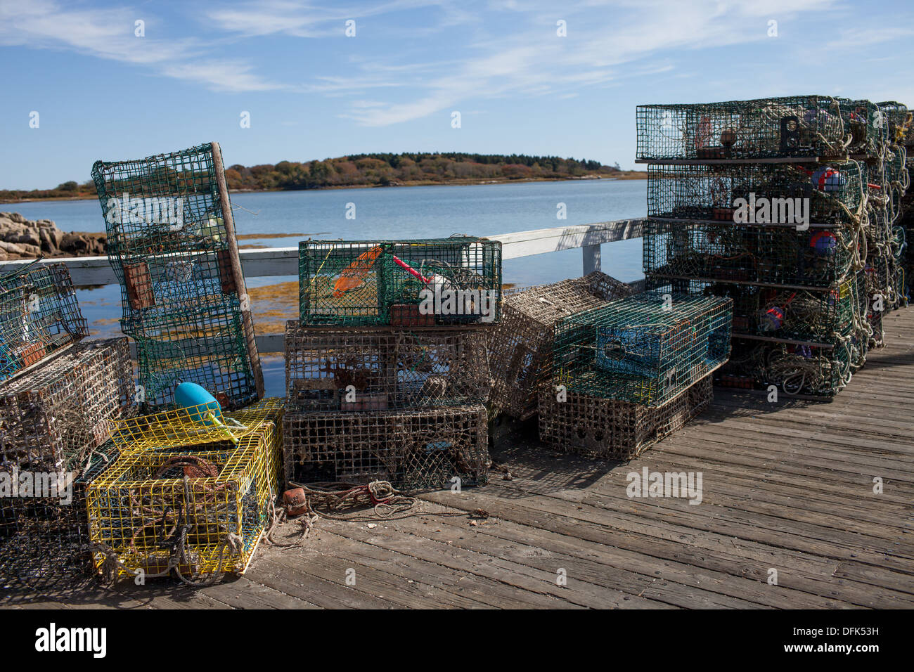 Lobster traps on Cape Porpoise, Maine dock Stock Photo Alamy