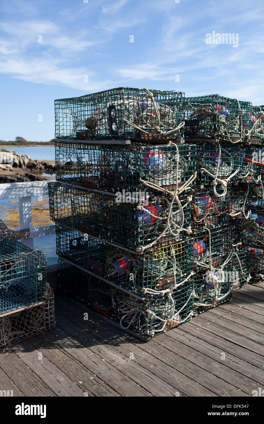 Lobster traps on Cape Porpoise, Maine dock Stock Photo Alamy