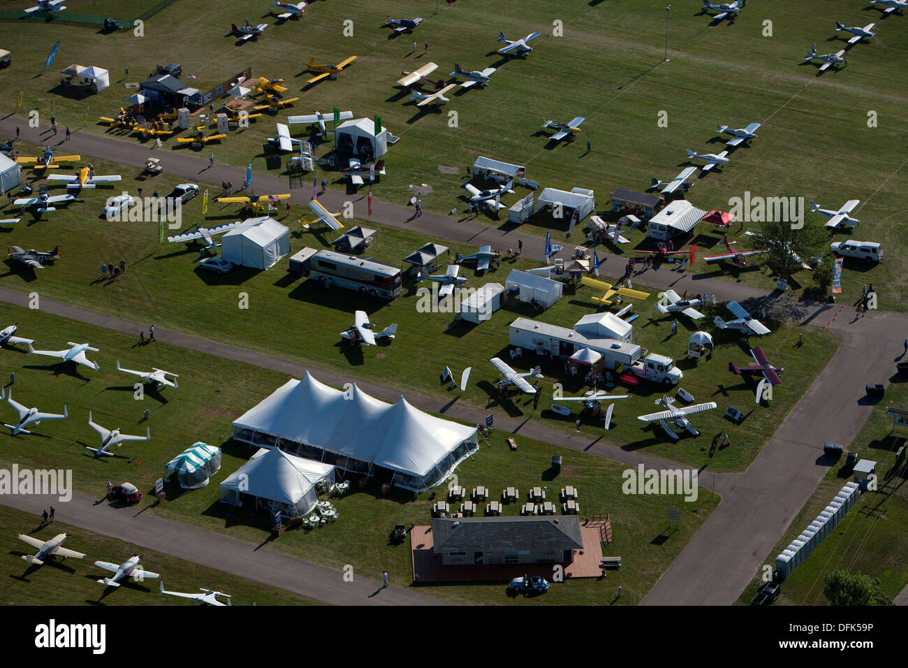 aerial photograph AirVenture 2013, Experimental Aircraft Association, Oshkosh, Wisconsin Stock Photo