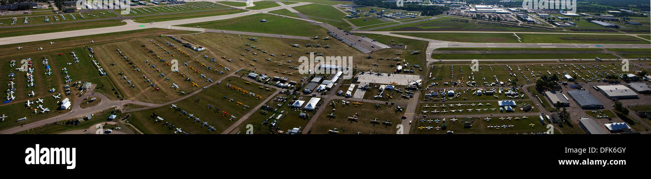 aerial photograph AirVenture 2013, Experimental Aircraft Association, Oshkosh, Wisconsin Stock Photo