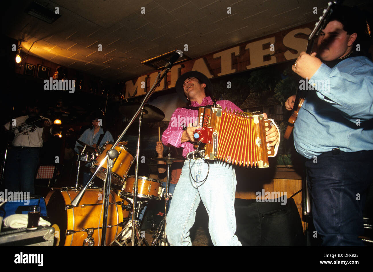 Nightly Cajun music is featured at Mulate's Cajun Restaurant, Breaux Bridge, Louisiana, USA. Stock Photo