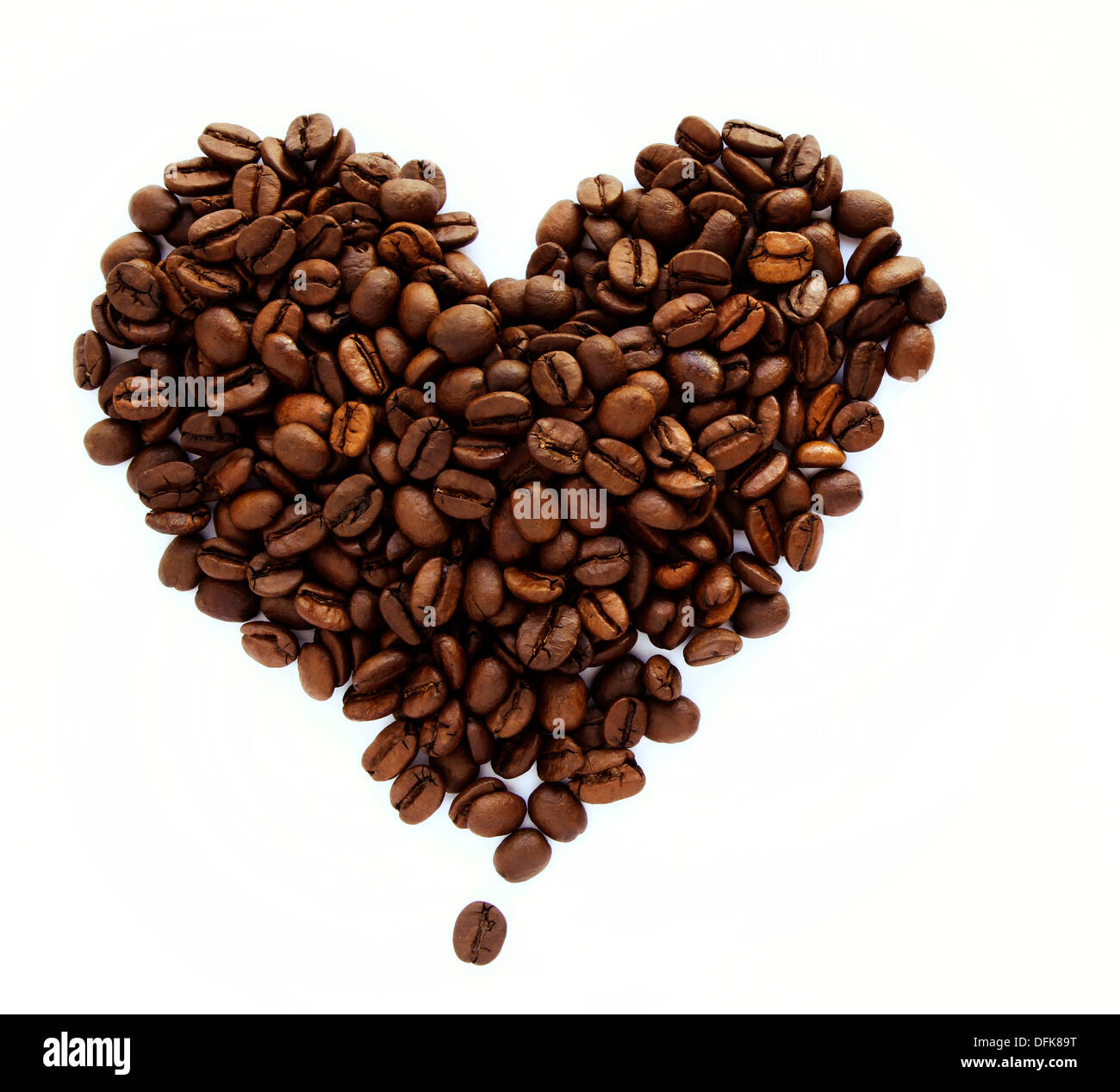 Coffee beans in shape of heart Stock Photo