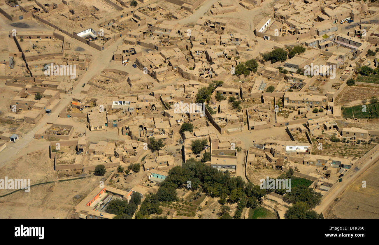 Aerial view of an Afghan village in the western September 15, 2013 outside of Herat, Afghanistan Stock Photo
