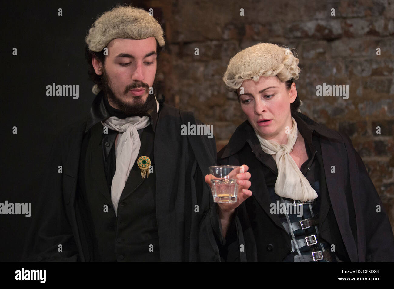 Stage adaptation of 'A Tale of Two Cities' by Charles Dickens at the King's Head Theatre, London Stock Photo