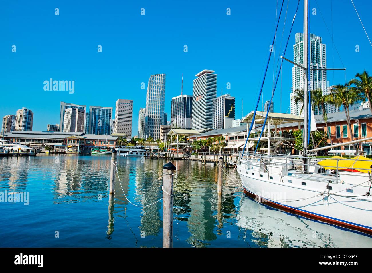 Bayside Market Place, marina and downtown, Miami, Florida, United States of America, USA Stock Photo