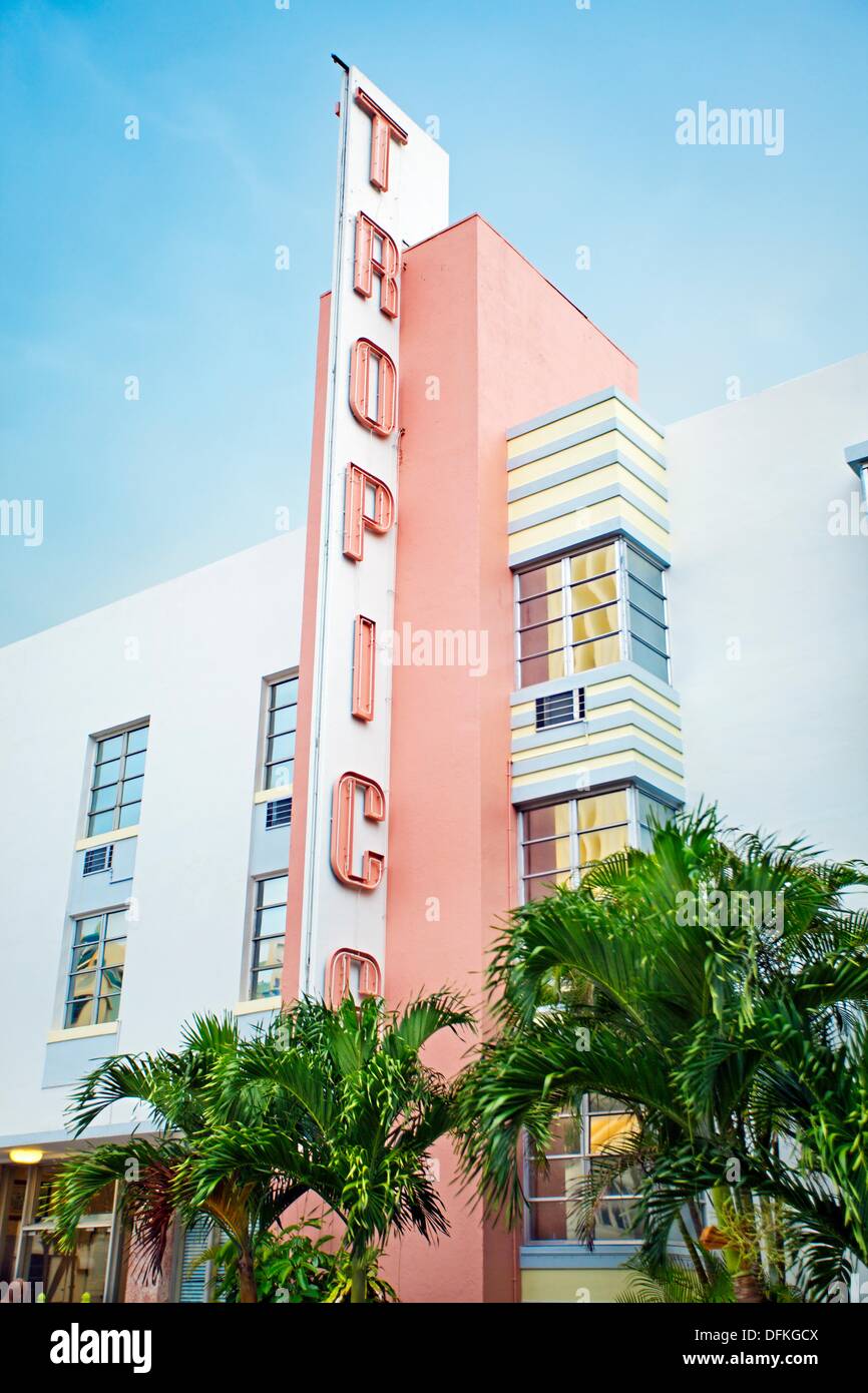 Tropics hotel, Collins Avenue, South Beach, Miami, Florida, USA Stock Photo