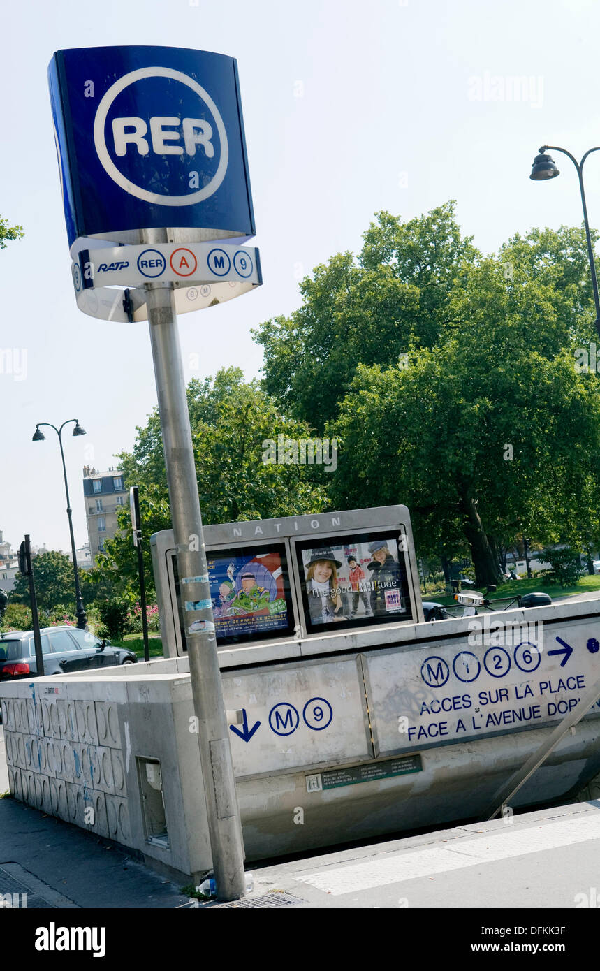 RER (rapid transit system) sign, Paris, France Stock Photo