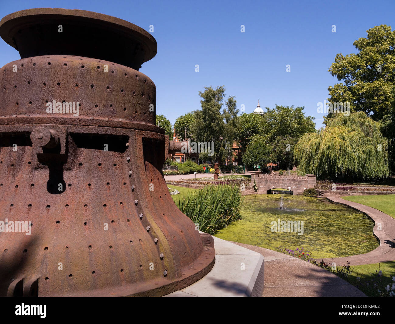 Cast iron bell casing used during manufacture of the Great Paul Bell, the heaviest Bell in the UK, Queen's Park, Loughborough. Stock Photo