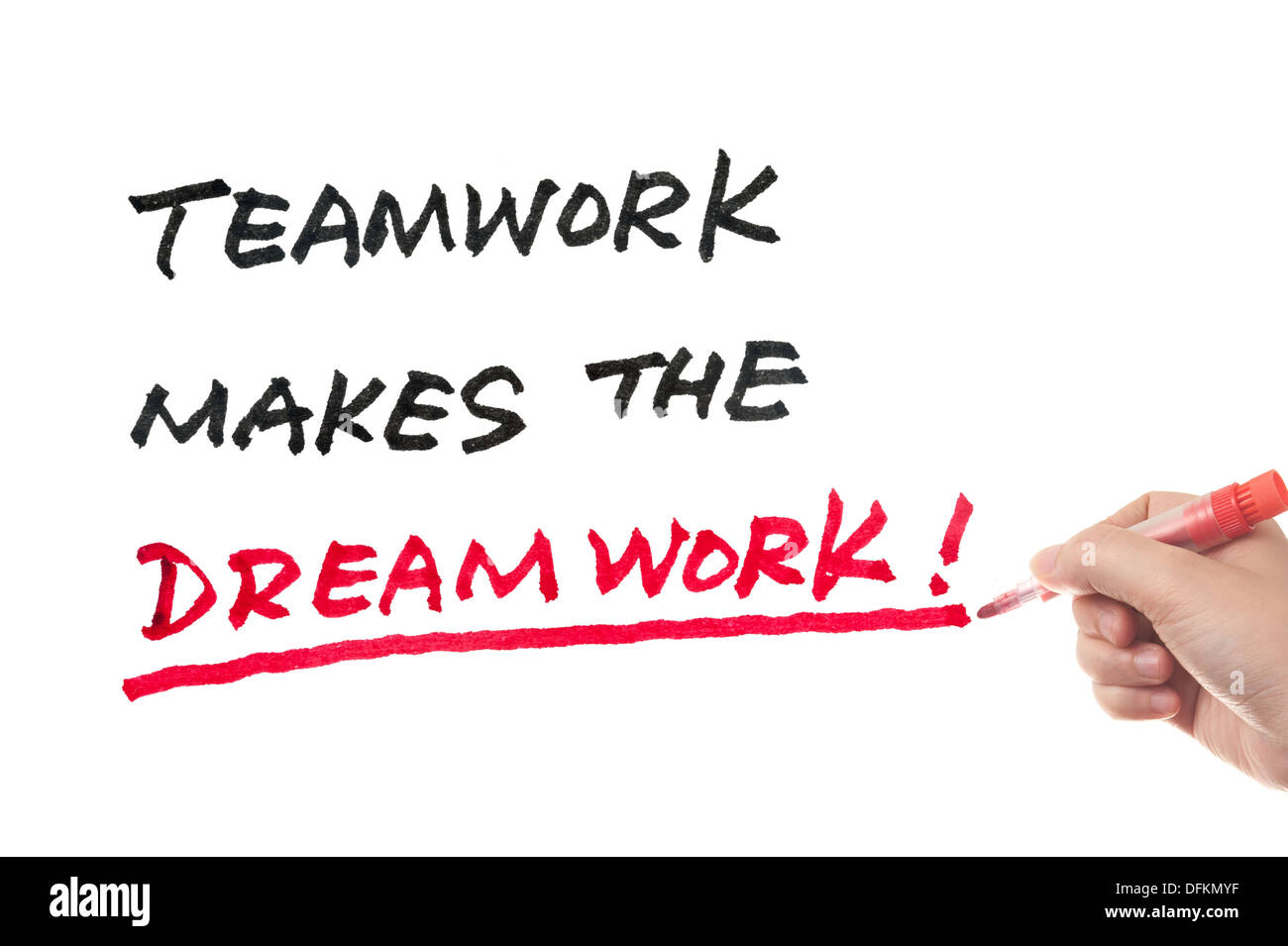Teamwork makes the dreamwork words written on white board Stock Photo