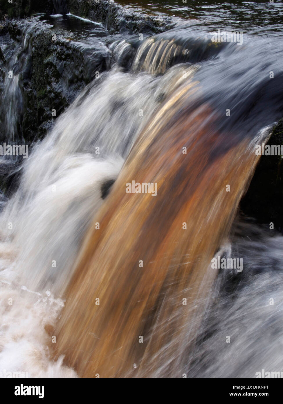 Peaty water in Abhainn Ghearadha, Lewis, Scotland Stock Photo