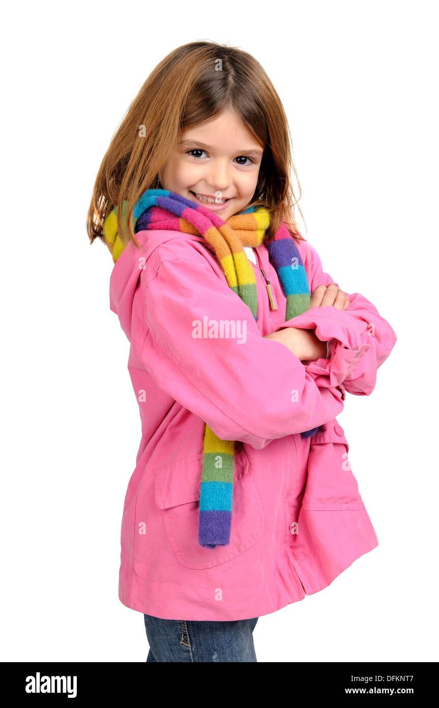 Young girl posing isolated in white Stock Photo - Alamy