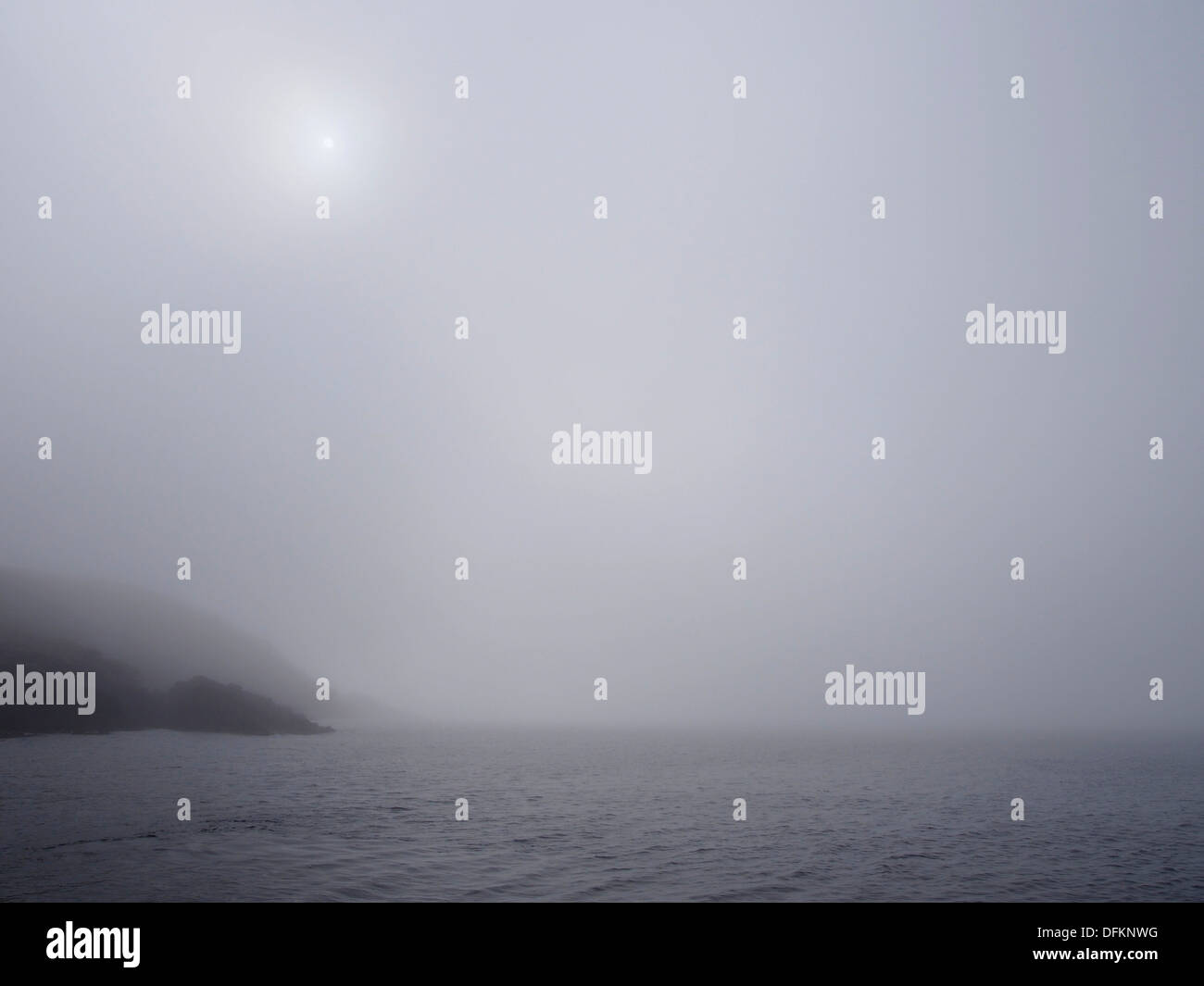 Misty headland, Shiant islands, Harris, Scotland Stock Photo