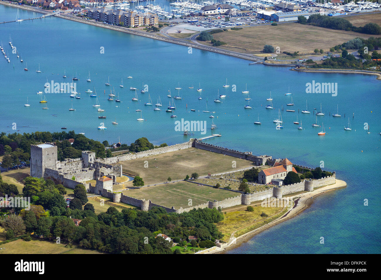 Aerial photograph of Portchester Castle, Portchester Stock Photo