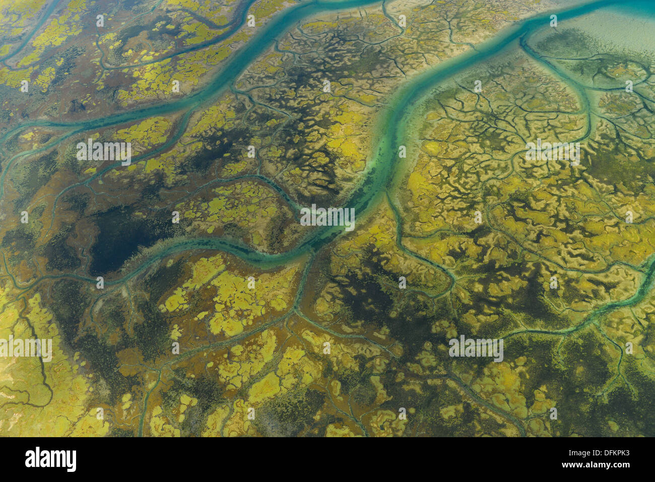 Aerial photograph of tidal flats Stock Photo