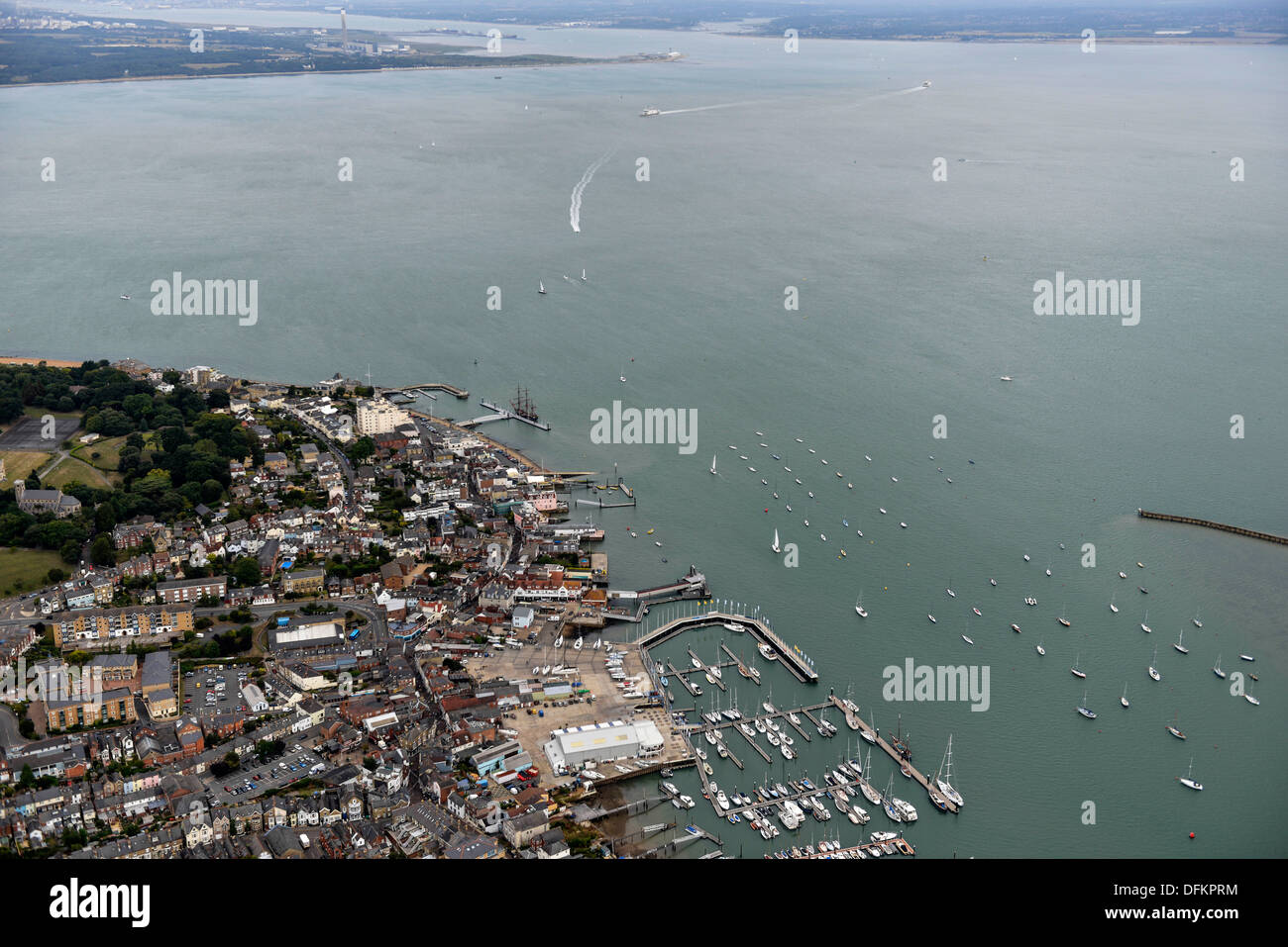 Aerial photograph of Cowes Harbour Isle of Wight Stock Photo