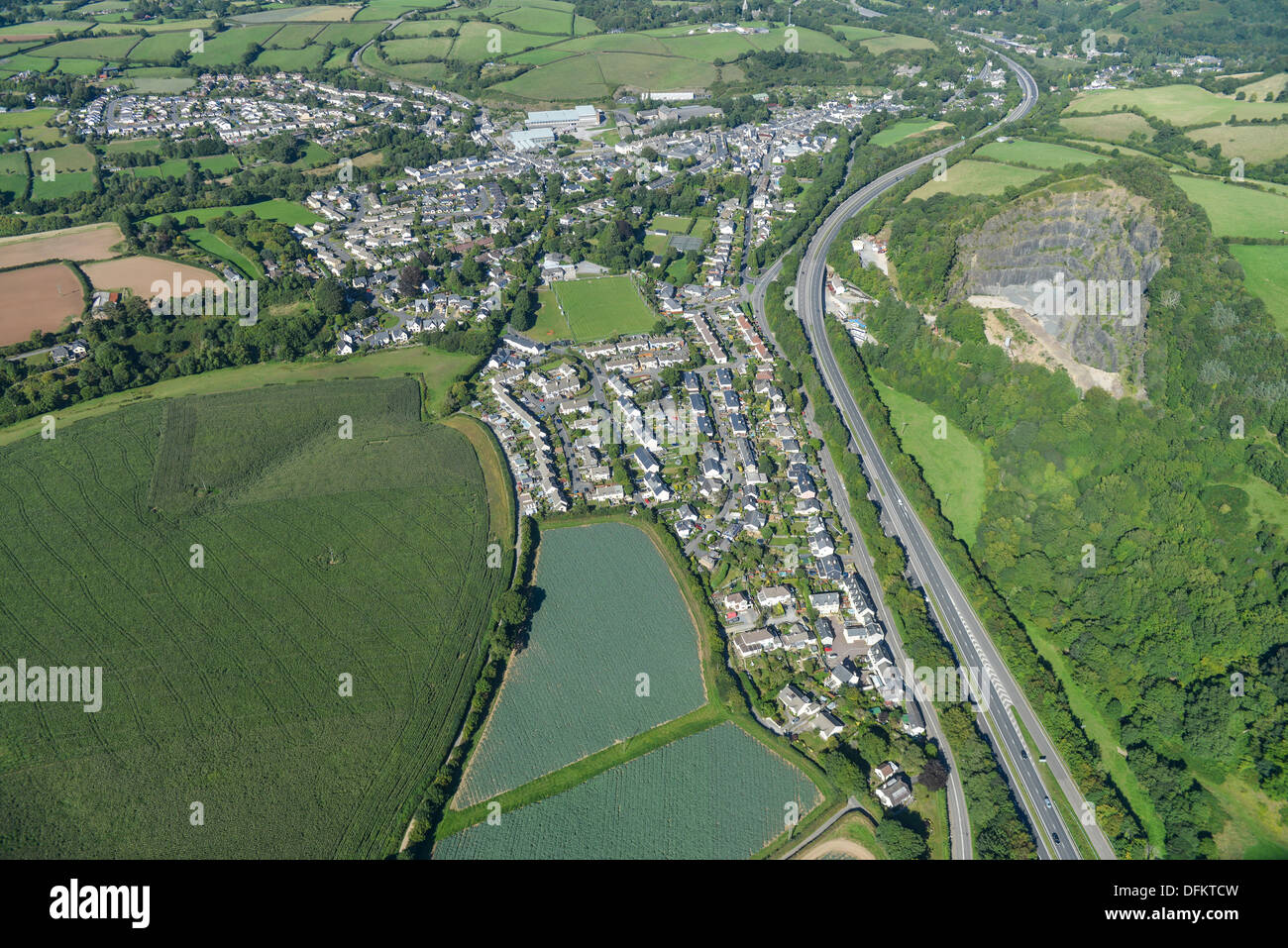 Aerial photograph of Buckfastleigh and surrounding countryside Stock