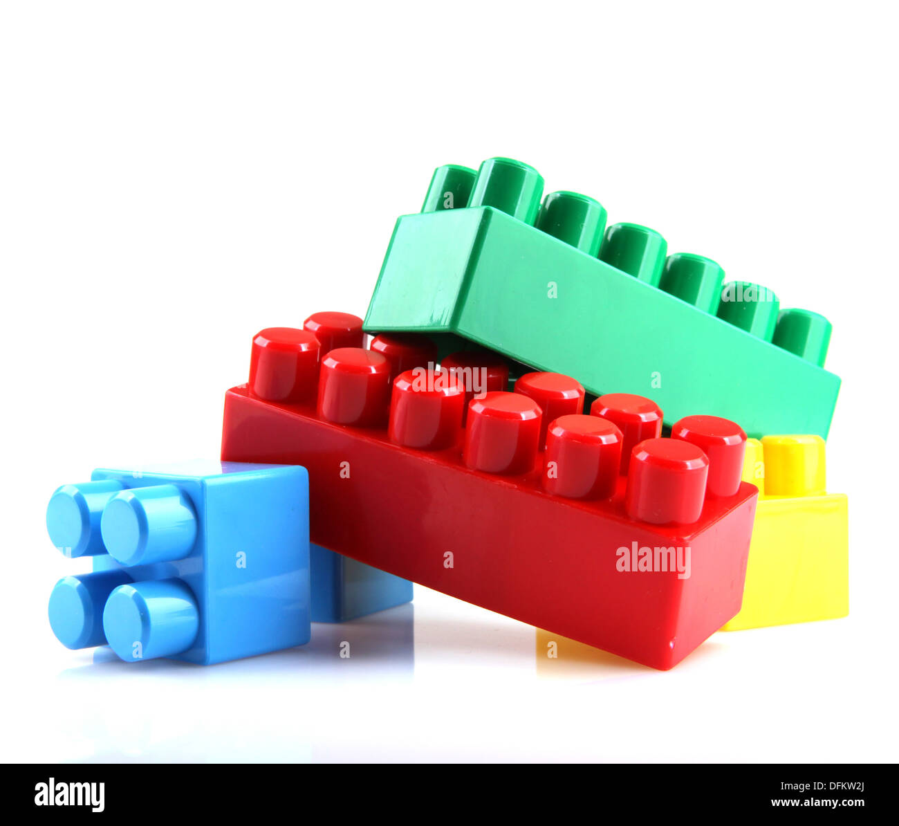 Plastic Toy Blocks On White Background Stock Photo Alamy