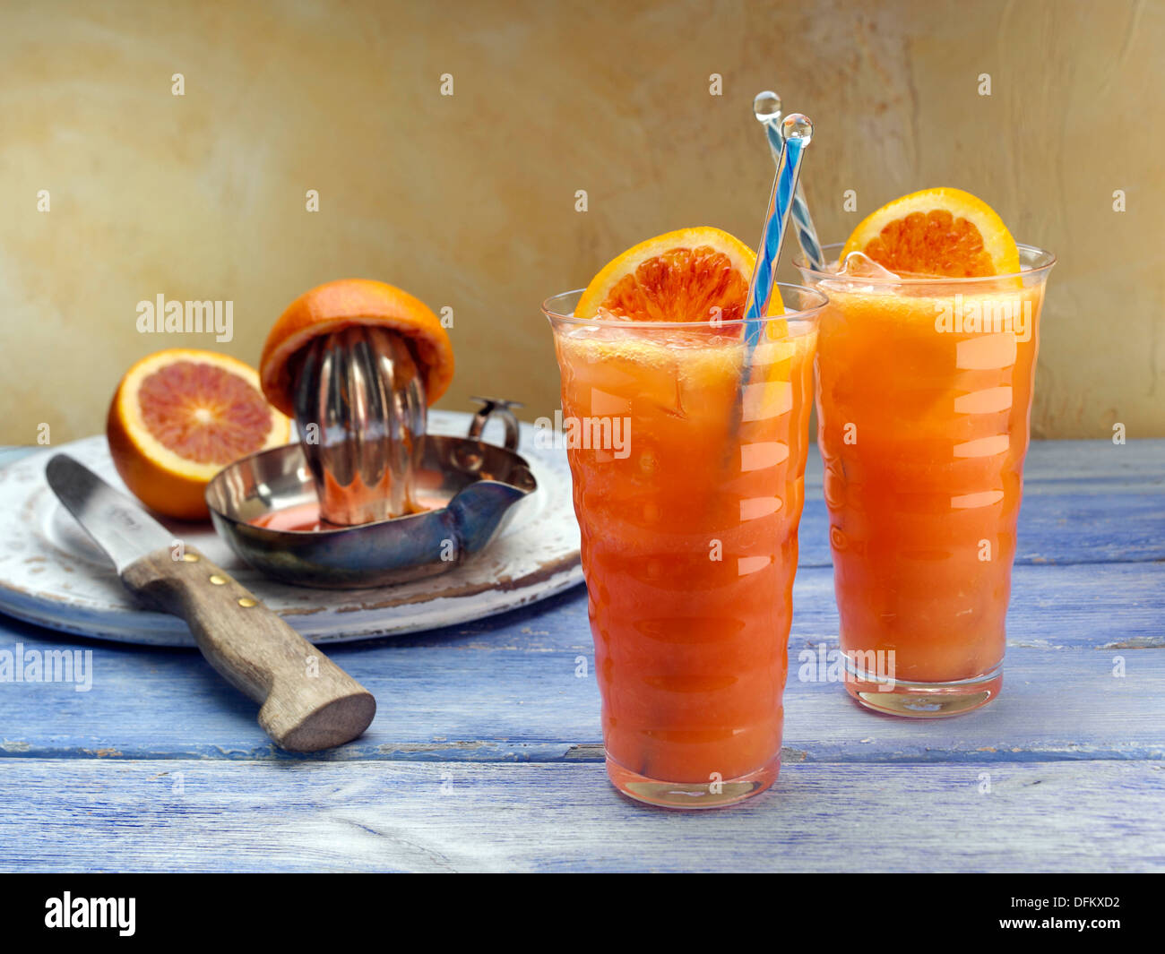 Blood orange ginger ale fruit drink Stock Photo Alamy