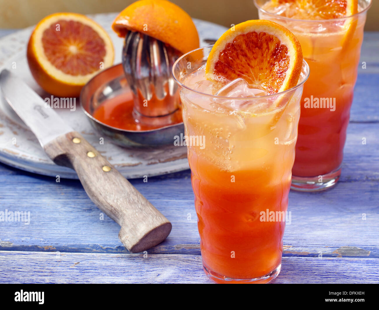 Blood orange ginger ale fruit drink Stock Photo Alamy