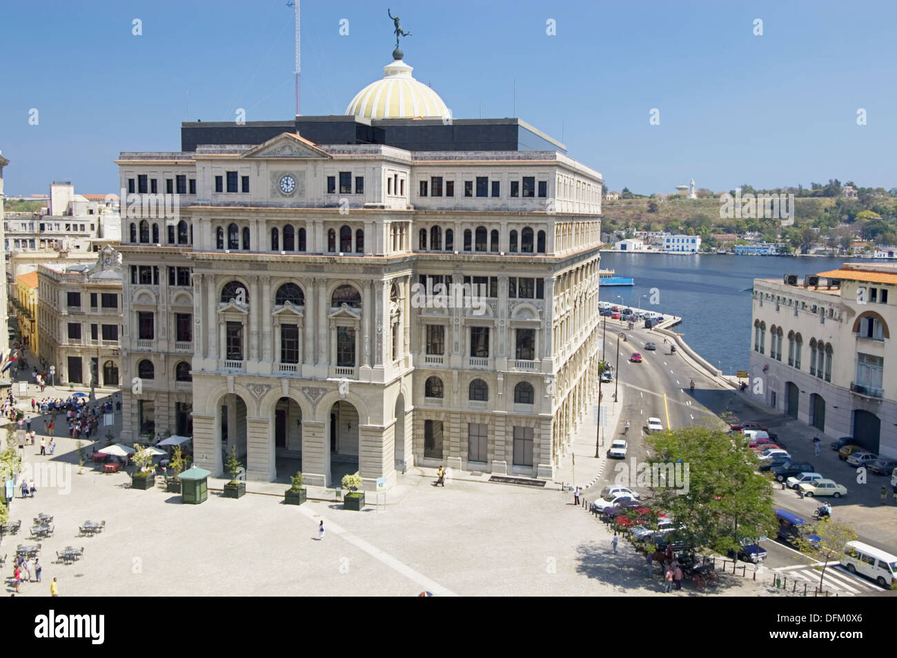 Produce Exchange building with its domed roof capped by a statue of