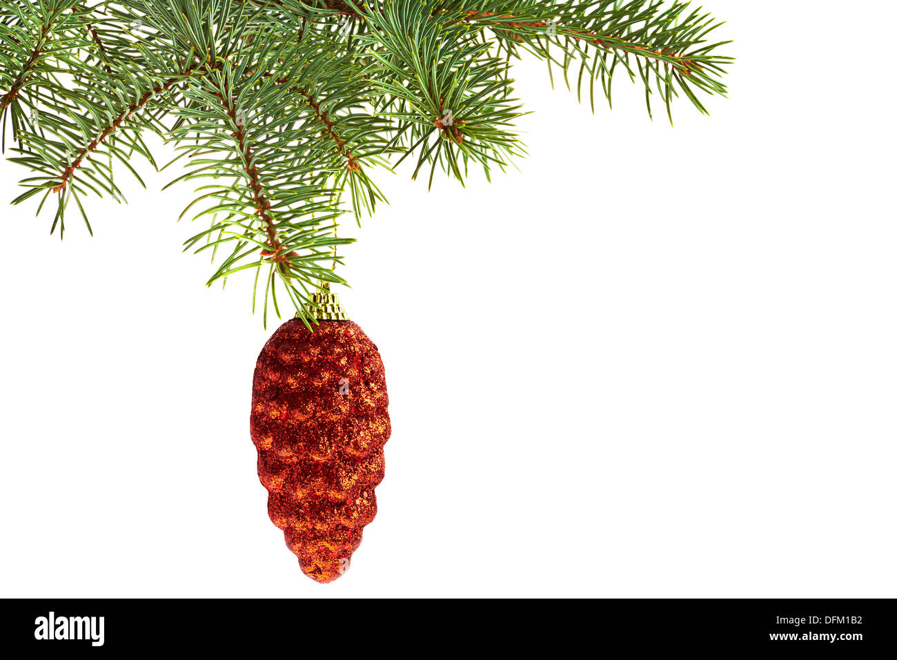 Christmas decoration. Red cone toy on Christmas tree Stock Photo