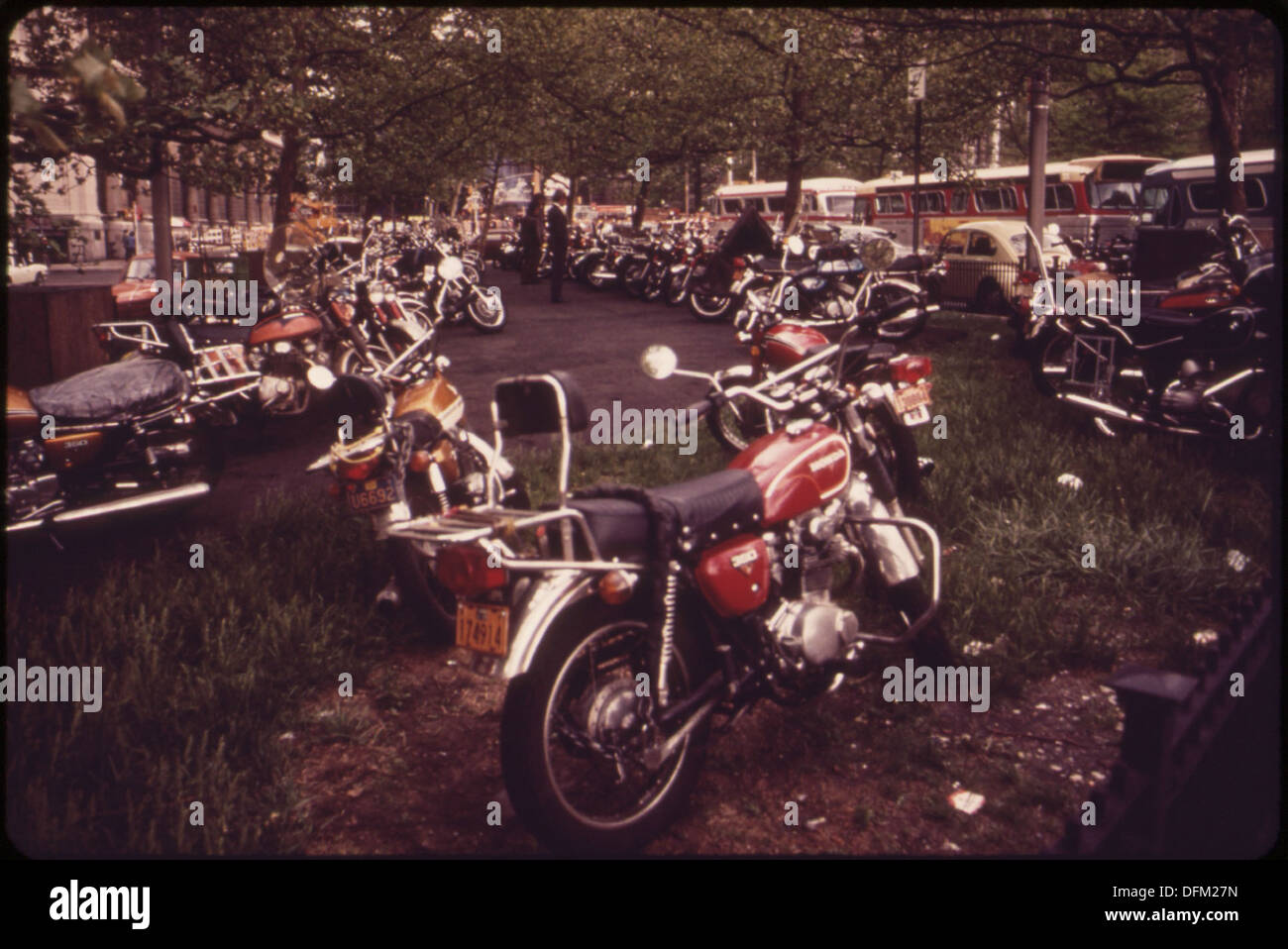 MOTORCYCLE PARKING NEAR BATTERY PARK IN LOWER MANHATTAN THESE MACHINES