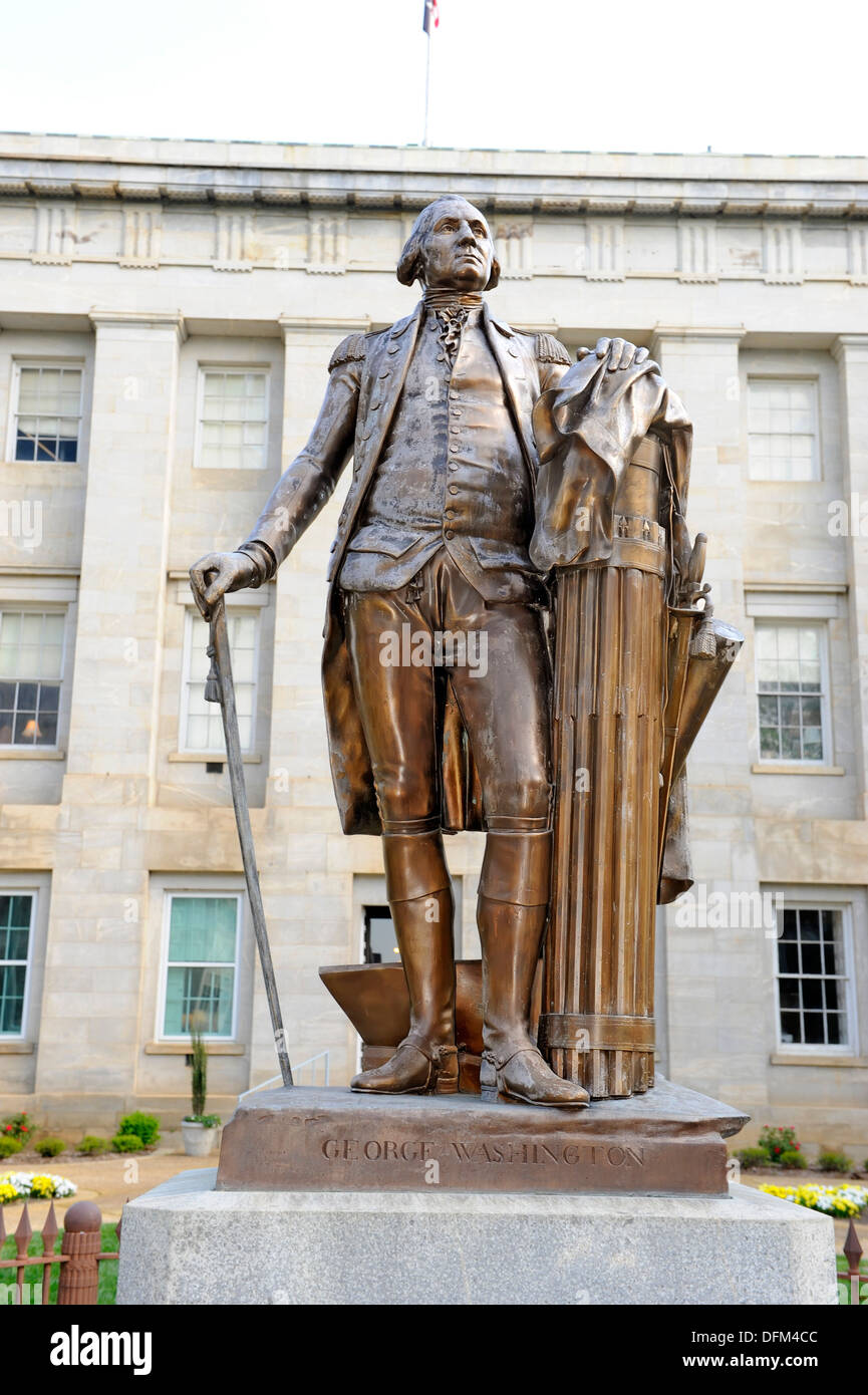 Washington Statue at State Capitol Building complex at Raleigh North Carolina Stock Photo