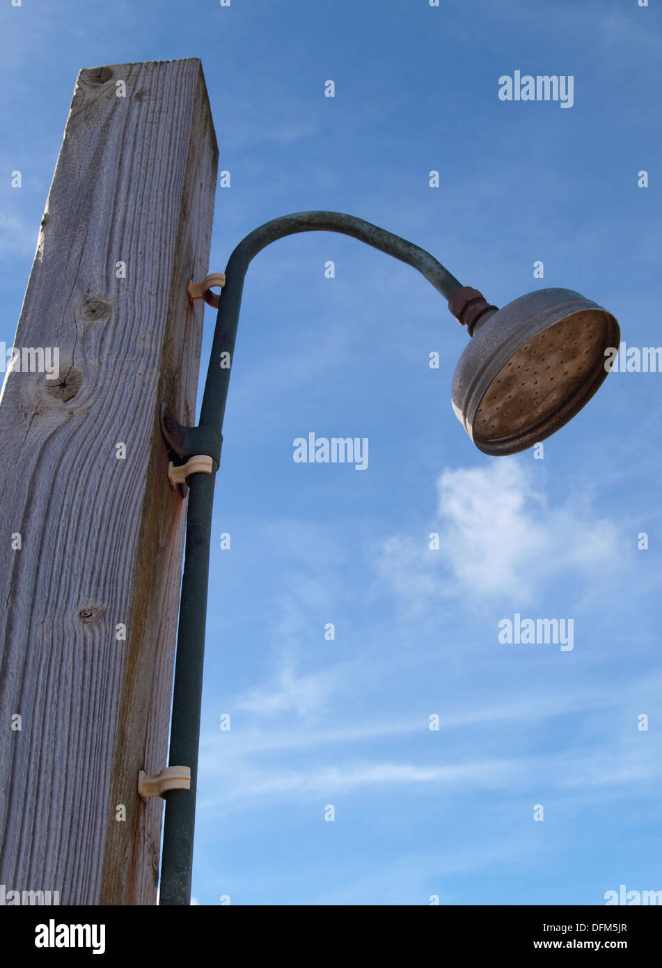 Outdoor beach shower, Cornwall, UK Stock Photo