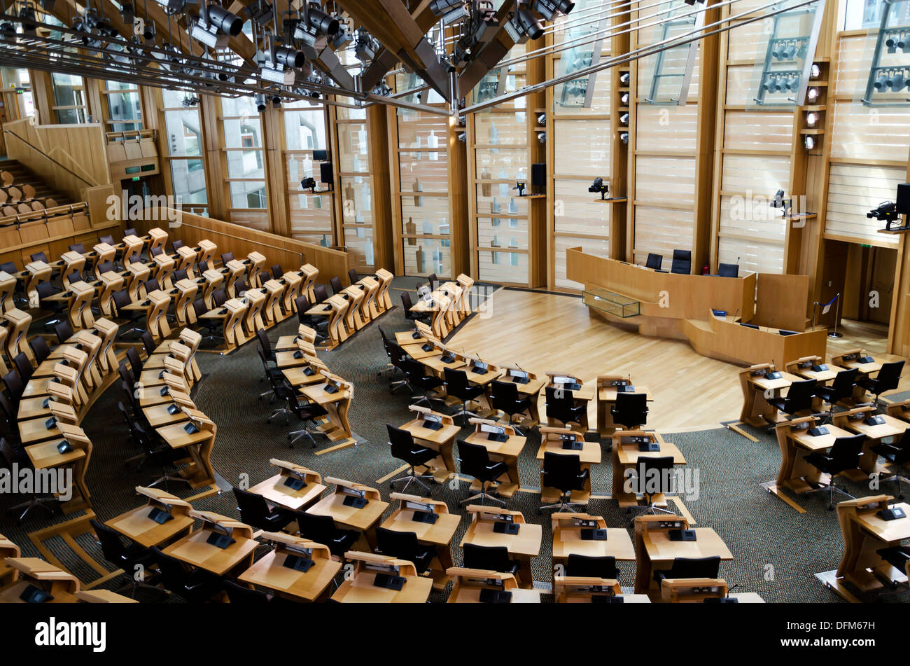 Inside the Scottish Parliament building in Holyrood, Edinburgh Stock Photo