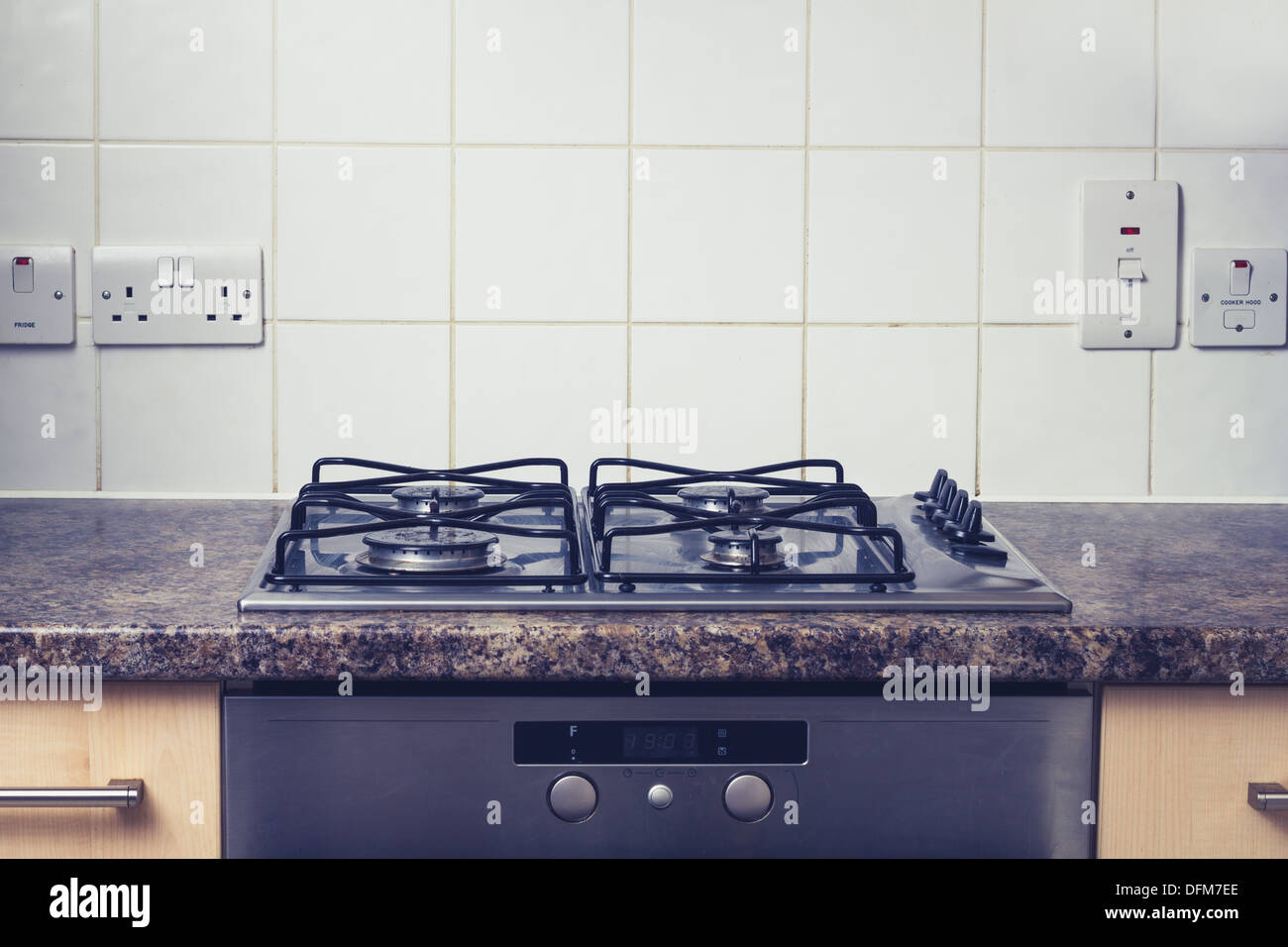 gas stove in domestic kitchen Stock Photo Alamy