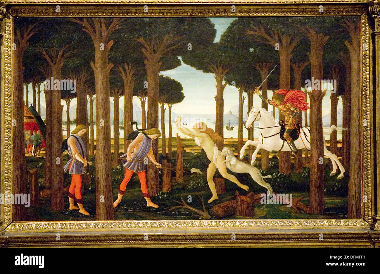 The Story of Nastagio degli Onesti (I). 1483. Sandro Botticelli. Prado  Museum. Madrid. Spain Stock Photo - Alamy