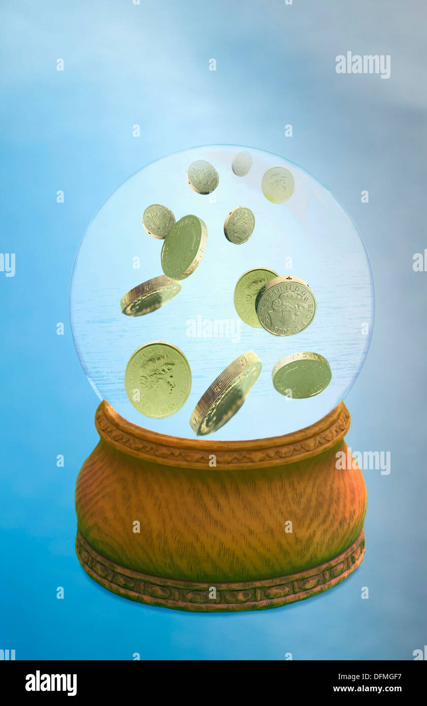 Crystal ball showing money Stock Photo