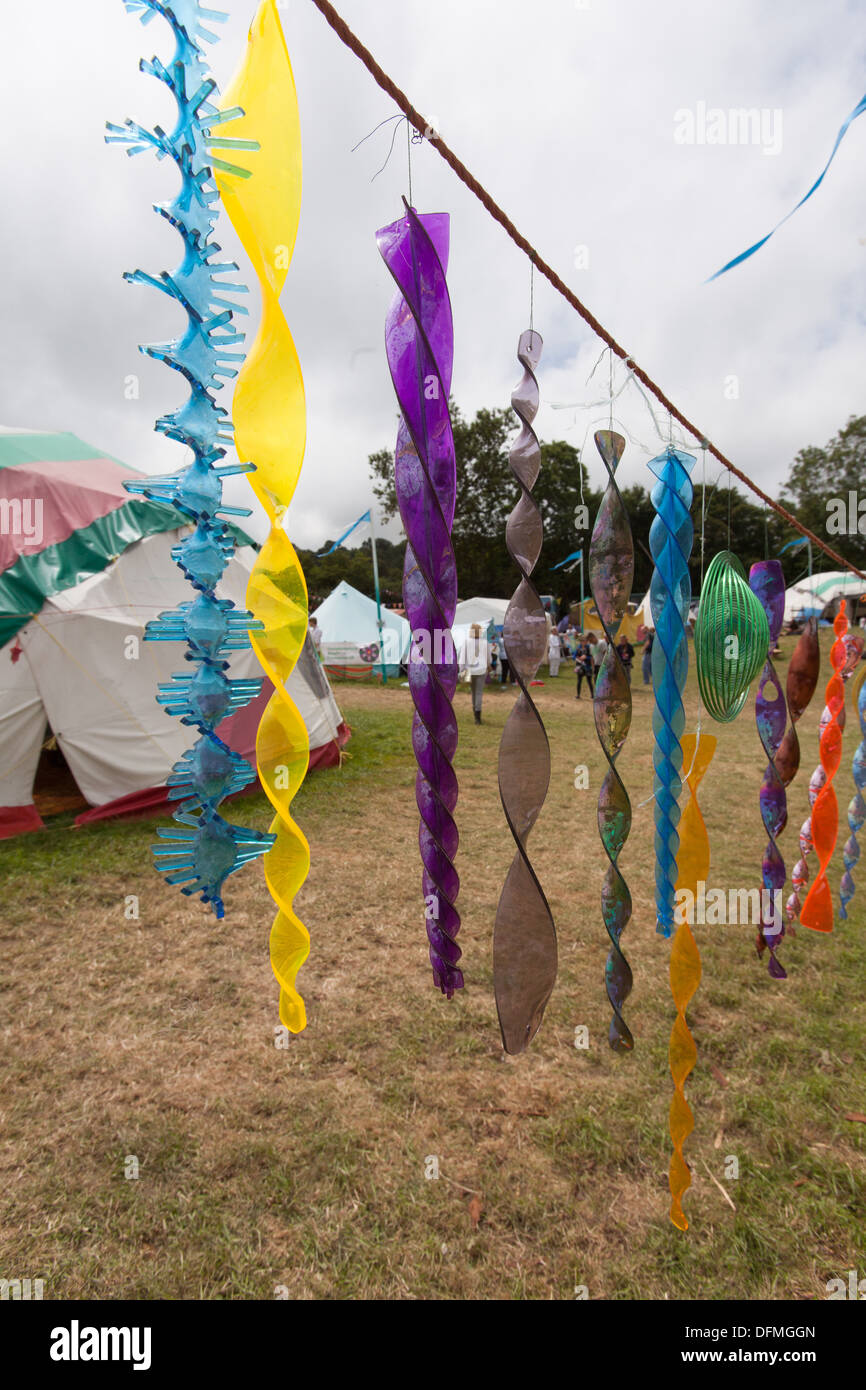 Wind chimes, Glastonbury Festival, Worthy Farm, Pilton, Somerset, England, United Kingdom. Stock Photo