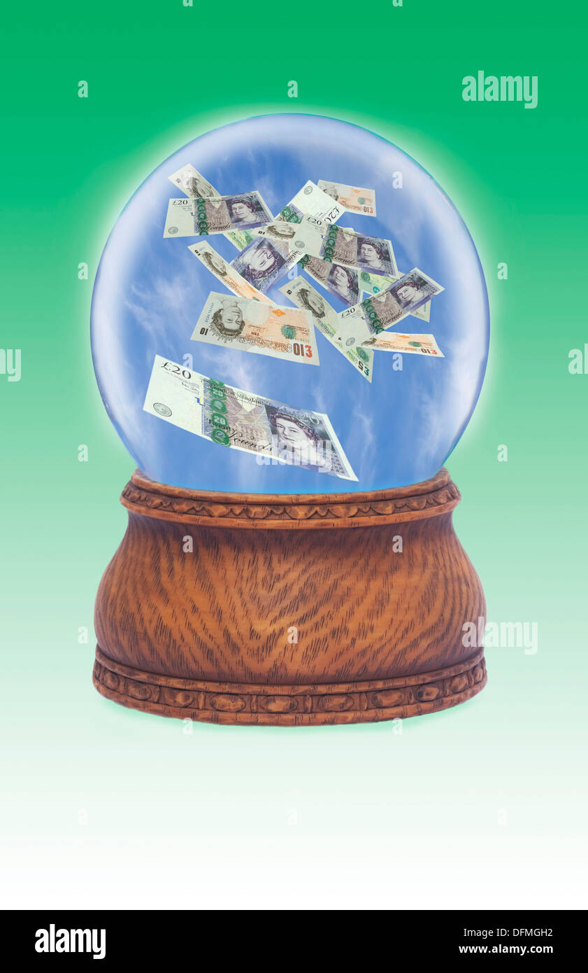 Crystal ball showing money Stock Photo