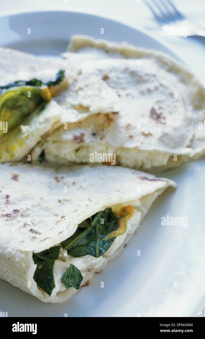 Quesadillas de flor de calabaza. Oaxaca. Mexico Stock Photo Alamy