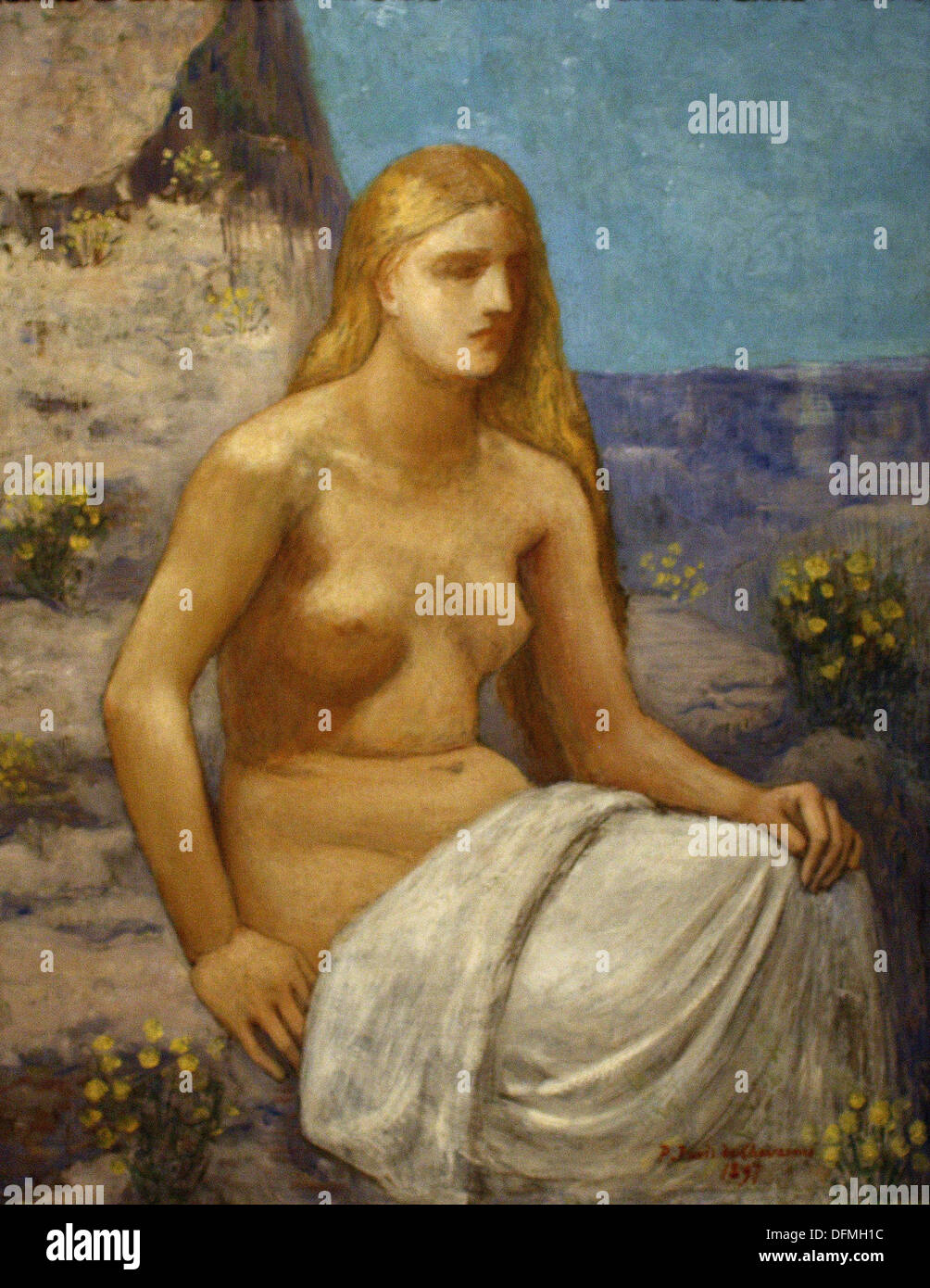 Pierre Puvis de CHAVANNES - Mary Magdalene - 1897 - Museum of Fine Arts - Budapest, Hungary. Stock Photo