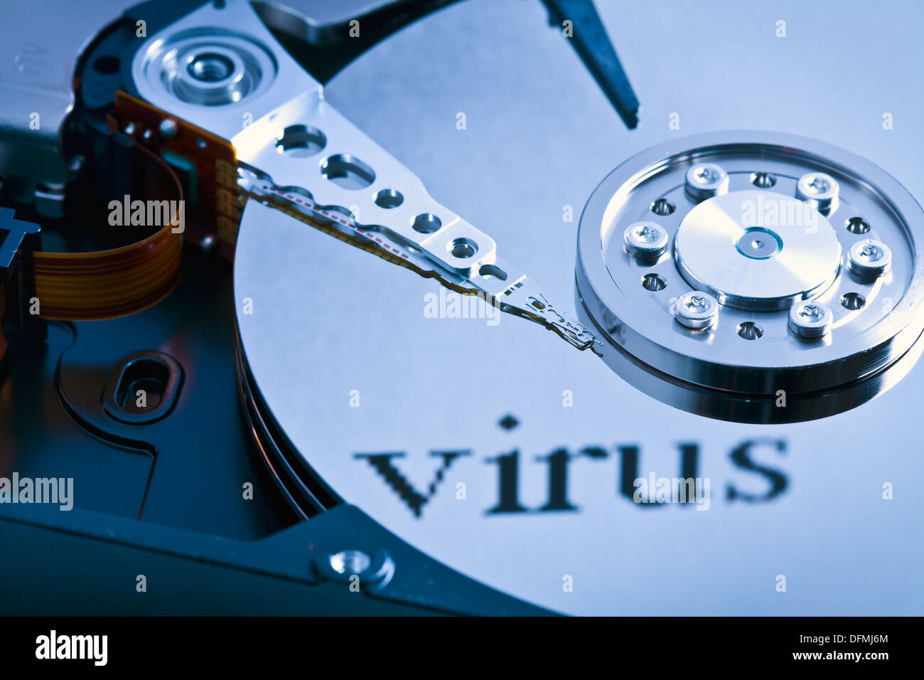 close up of hard disk virus Stock Photo
