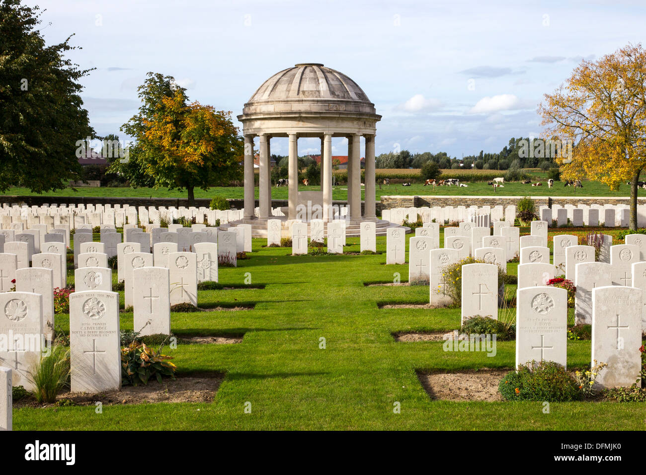 Bedford Woodcote ww1 cemetery Belgium Belgian World War One cemeteries Stock Photo
